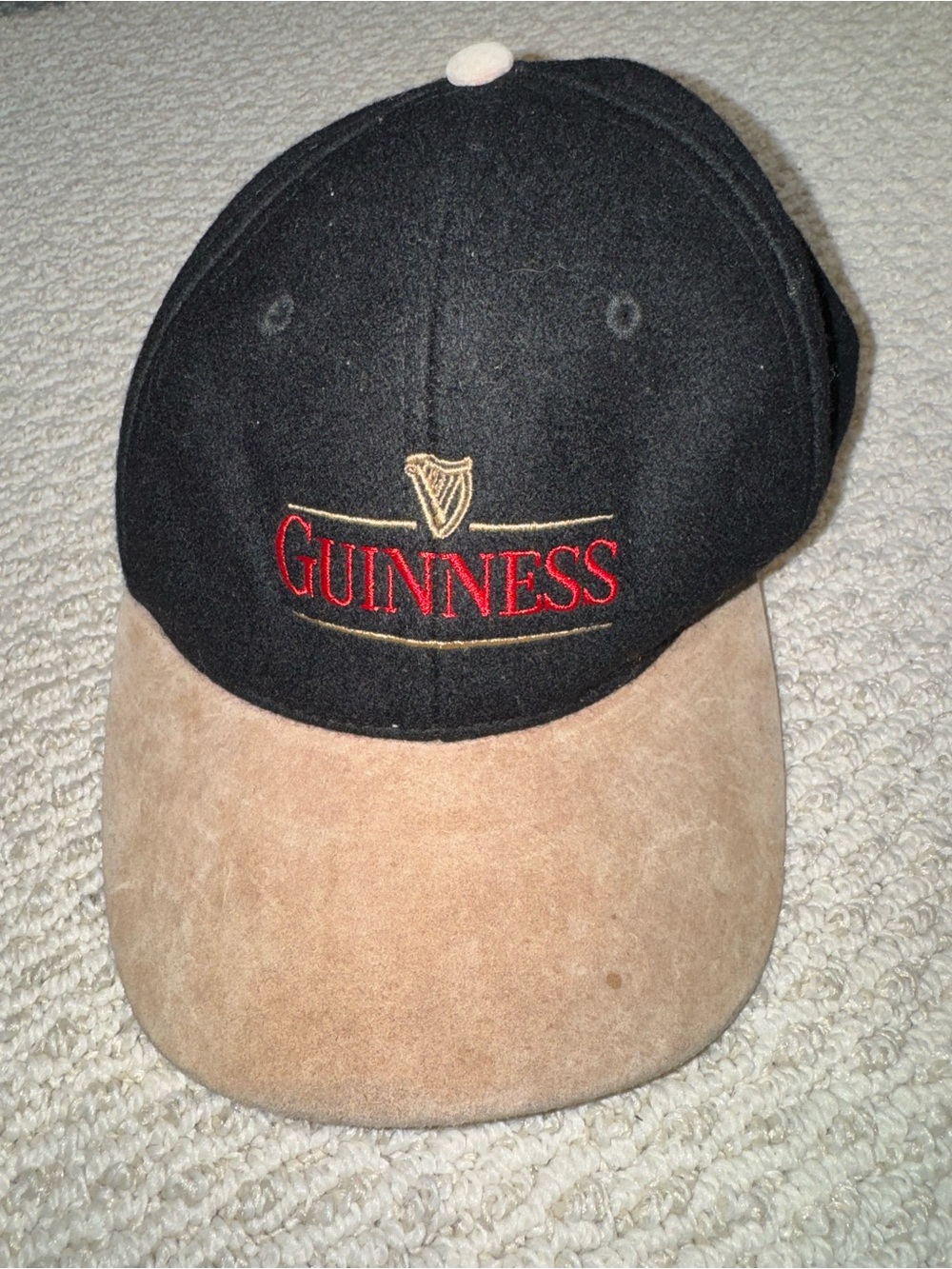 Guinness Black Cap with Tan Brim and Red Logo